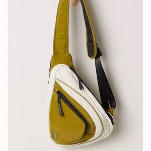 Free People Mustard and White Sling Bag
